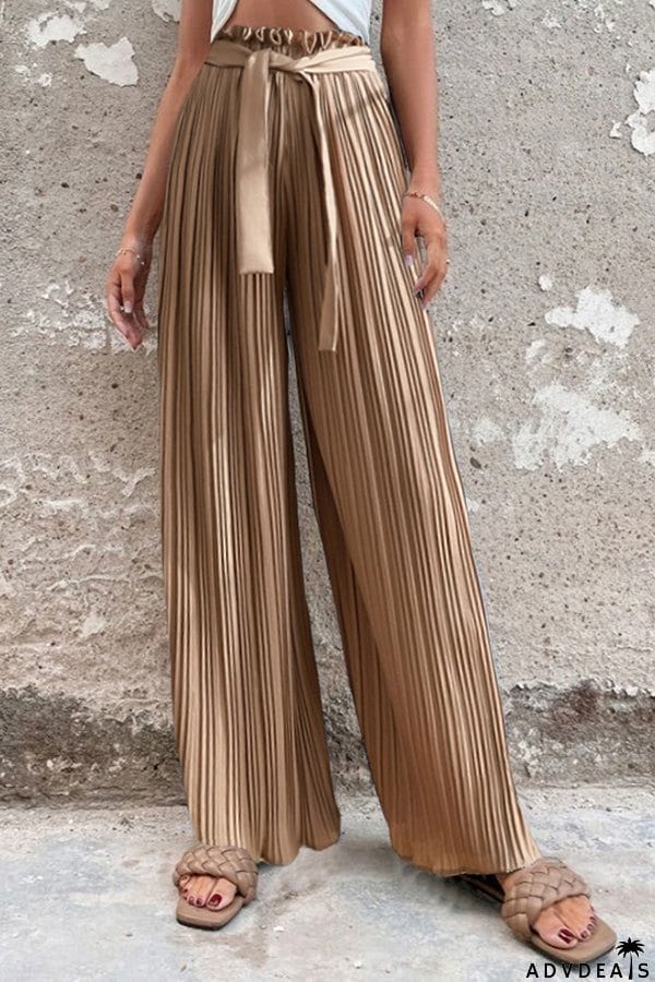 Pleated drape wide-leg pants
