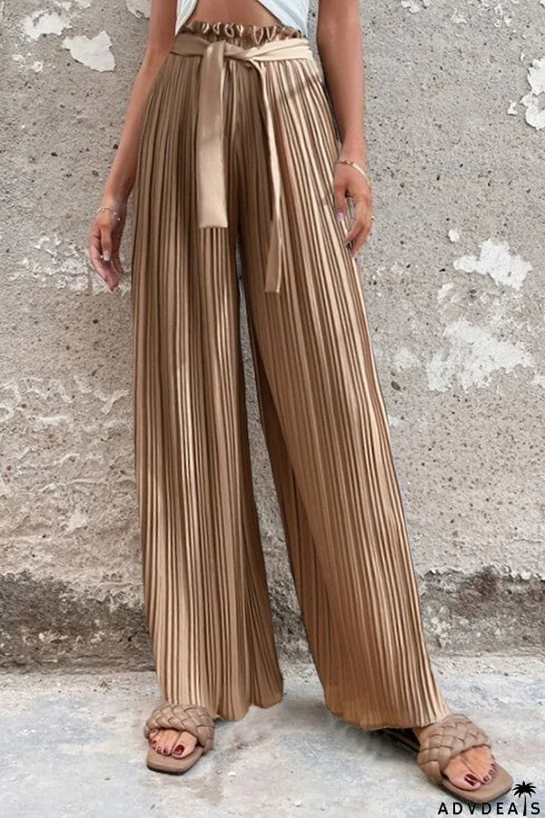 Pleated drape wide-leg pants