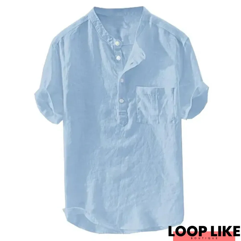 Men's Short Sleeve Vintage T-Shirt Linen