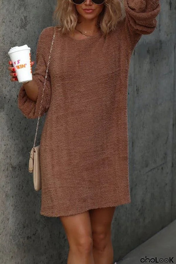 WINTER DATE NIGHT CHENILLE BALLOON SLEEVE MINI DRESS
