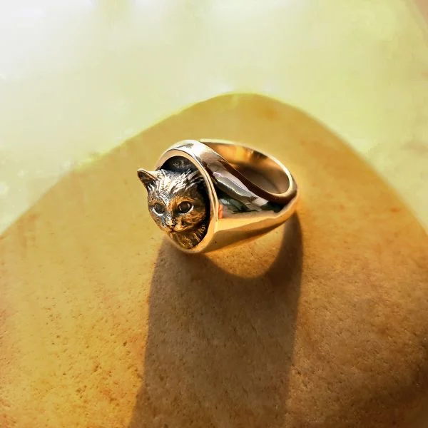Sterling Silver Handmade Cat Ring