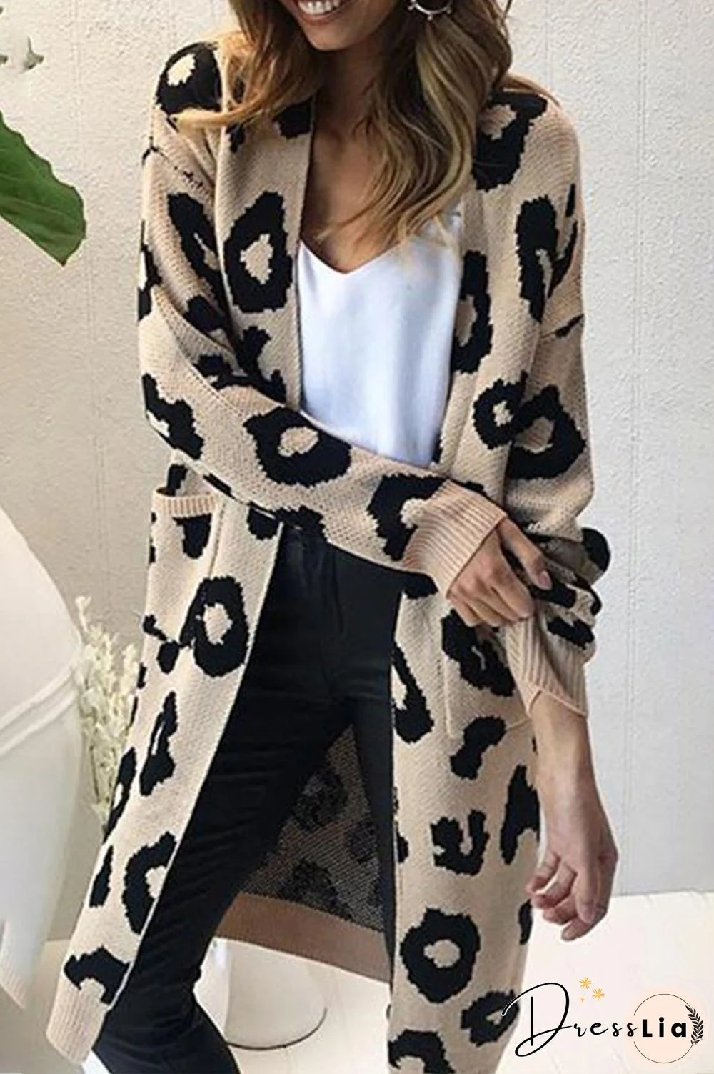 Trendy Leopard Sweater With Pockets Cardigan (4 Colors) P16029