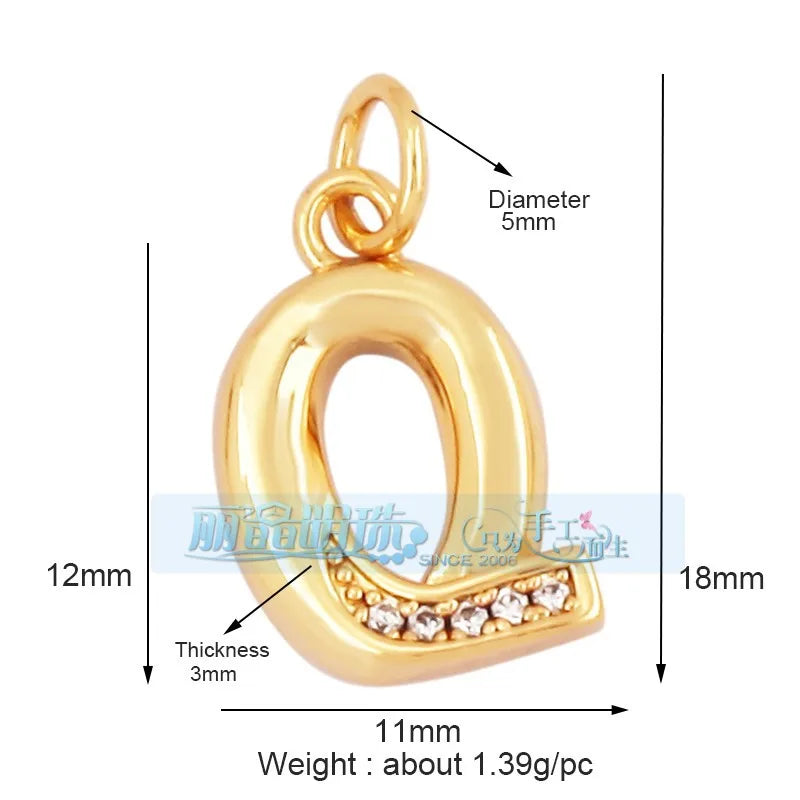 1 Piece 15 * 19mm Hole 5~5.9mm Copper Zircon Letter Heart Shape Pendant Jewelry Accessories