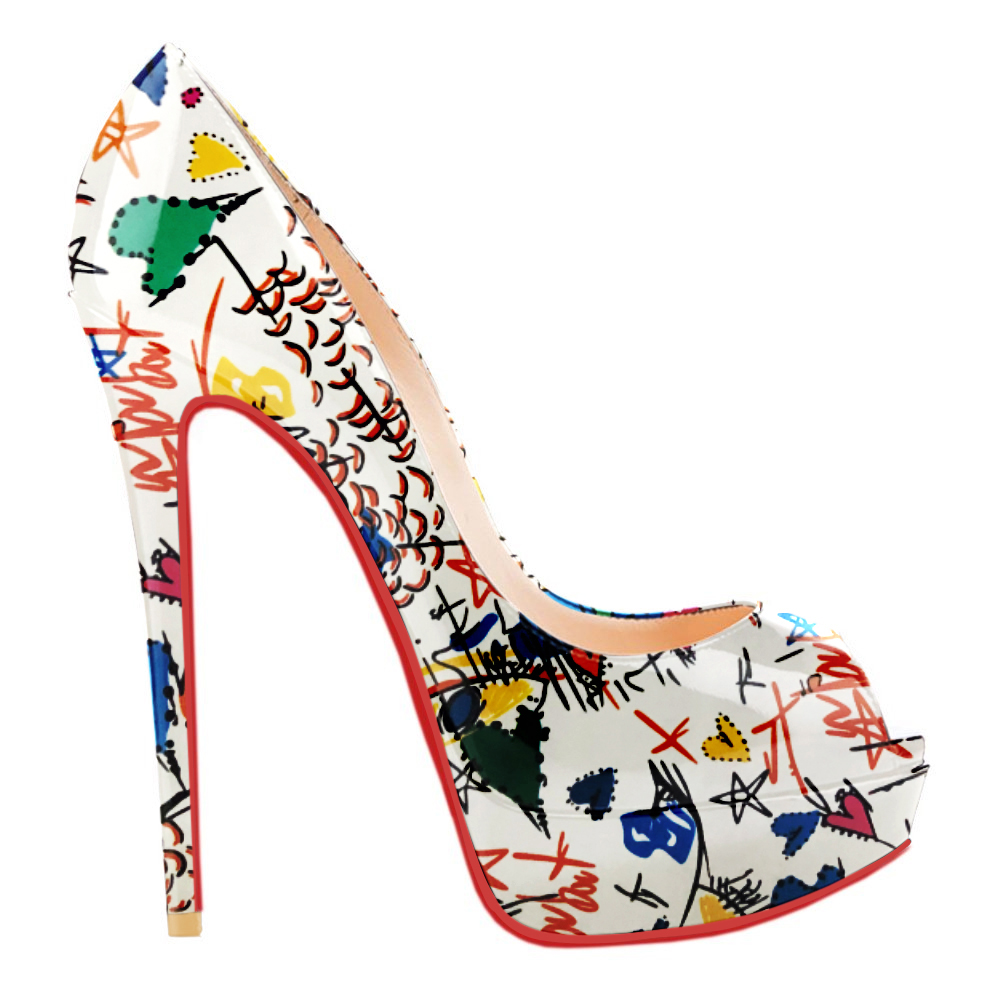 150mm Red Bottom Sky High Platform Pumps Women High Heels-MERUMOTE