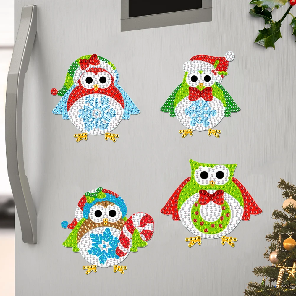 6Pcs Acrylic Owl Diamond Painting Art Fridge Magnet for Fridge Whiteboards