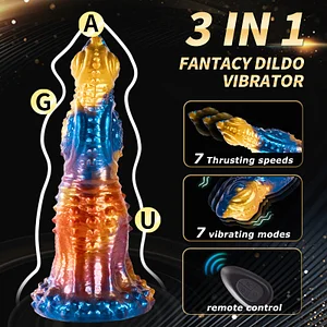 Colorful Golden Phoenix Electric Telescopic Vibration Dildo With Remote Control