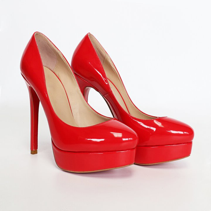 135mm Sky High Red Bottom Platform Pumps Patent Shoes-MERUMOTE