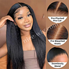 100% Human Hair Glueless13x4 Transparent Lace Frontal Wigs Brazilian Kinky Yaki Straight Hair Wigs 