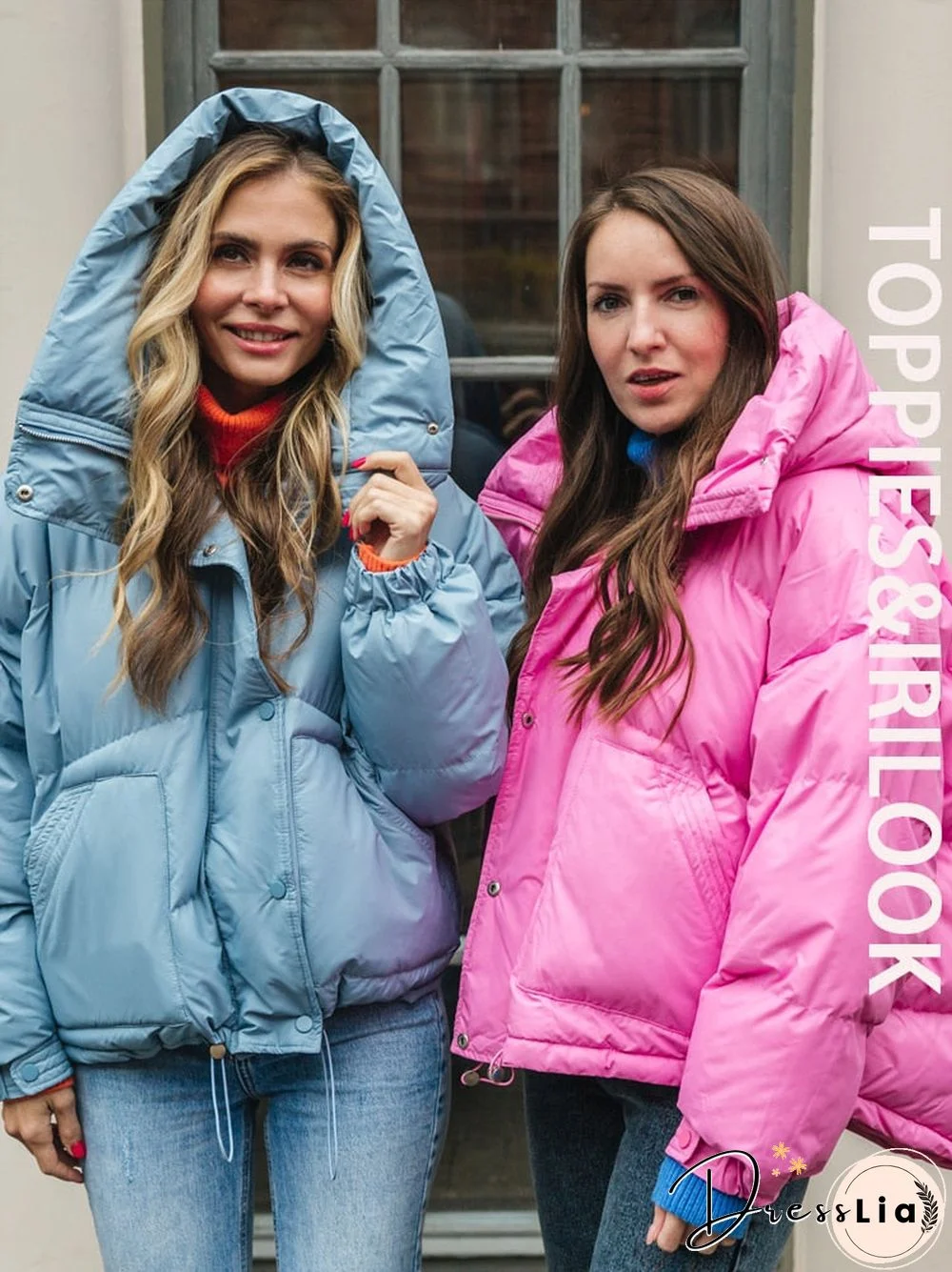 Toppies Winter Jacket Women Hooded Pink Puffer Jackets Loose Casual Candy Color Coat Korean Fashion Outwear