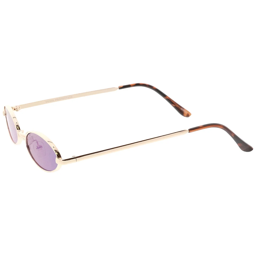 Extreme Small Oval glasses Color Mirrored Flat Lens 51mm