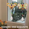 2PCS Bee 5D DIY Diamond Painting Wind Chimes Suncatcher Kit Double Sided Diamond Art Kits Suncatcher with Crystal Pendant for Home Wall Window Decor Adults DIY Art Craft