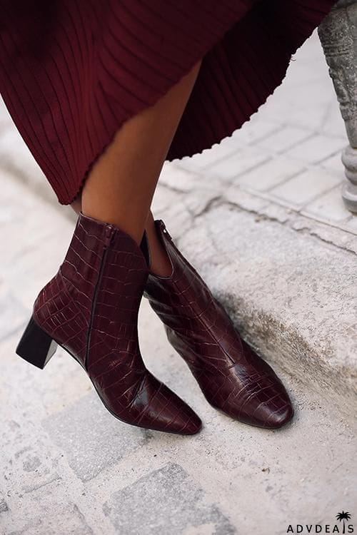 Square Toe Slip On Boots