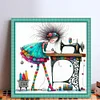 Sewing Machine Girl-11CT Stamped Cross Stitch 40*40cm/15.75*15.75in