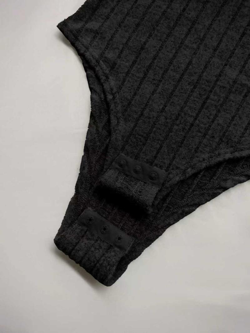 Women's Slim-Fit Solid Color Ribbed Fleece Jumpsuit Set, Wide Leg Pants, Fashionable Comfortable Fabric for Daily Wear