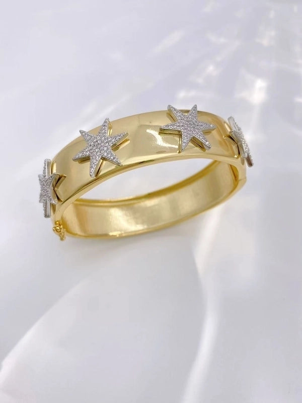 Vintage Style Classic Style Star Moon Heart Shape Copper Zircon Mixed Metal Plating Bangle