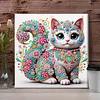 Niedliche Blumen-Mandala-Katze speziell geformte 5D-DIY-Teilbohrer-Diamanten-Punkte, Edelstein-Kunst-Kits mit Rahmen, Diamanten-Gem&auml;lde, Edelstein-Kun