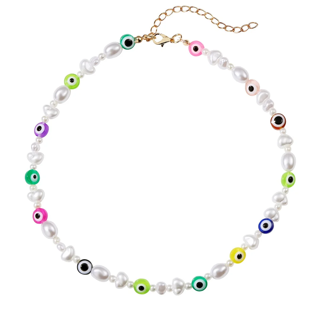 Dvacaman Boho Colorful 2pcs/set Beads Chain Necklace Trendy Ethnic Multi Layer Beaded Choker Necklace for Women Party Jewelry