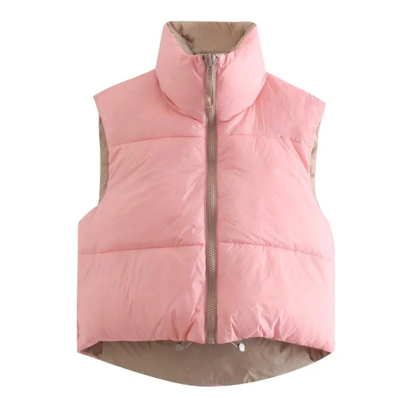 Cropped Vests For Women Winter Coat Warm Vest Down Jacket Female Sleeveless Parkas Short Waistcoat Ladies Down Coat Gilet Femme