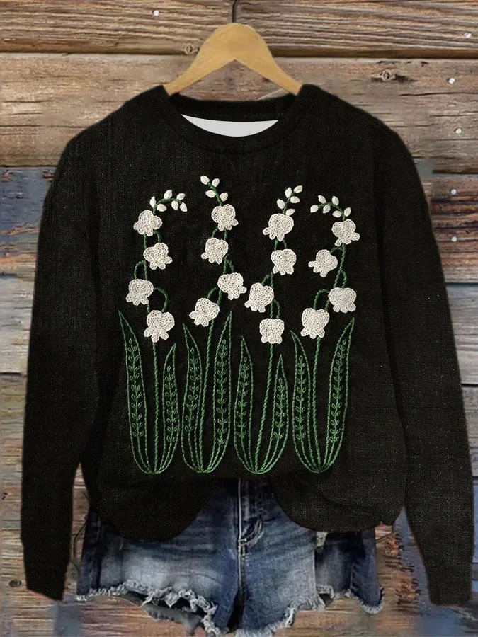 Women's Three-dimensional Floral Print Sweatshirt