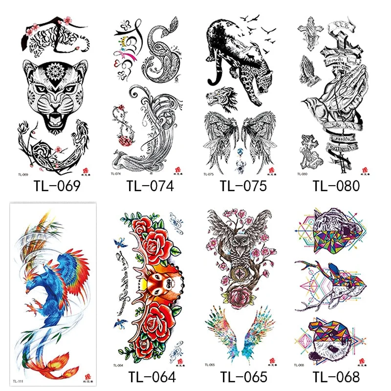 Flower arm waterproof tattoo stickers half arm painted animal durable waterproof European and American temporary tattoo stickers