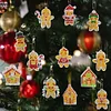 12pcs Christmas Gingerbread Man Diamond Painting Double Sided Keychains