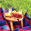 Table de pique-nique pliante ext&eacute;rieure en bois avec porte-verre &agrave; vin