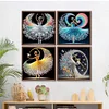 (US Only)4Pcs 30x30cm Girl 5D DIY Special Shape Crystal Partial Diamond Painting Kit Art