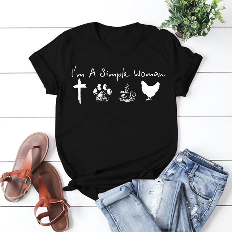 PSL - I\'m A Simple Woman Jesus Dog Coffee Chicken T-shirt Tee-05297