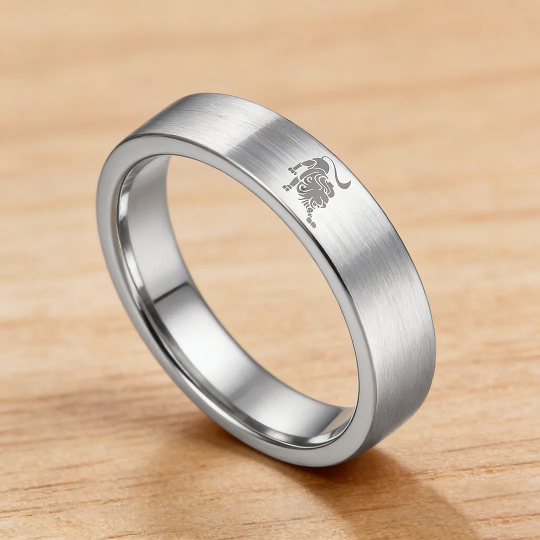 Mens Womens Flat Leo Tungsten Carbide Rings Sliver Couple Wedding Bands Top Comfort Fit 4MM 6MM 8MM