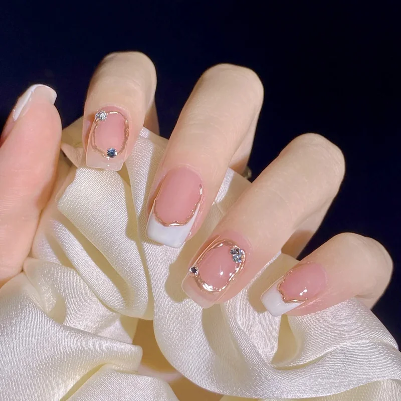 Buyerint 24pcs Wearable Pink Press on Nails – Butterfly Lovely Girl False Nails Tips with Jelly Gel Design  