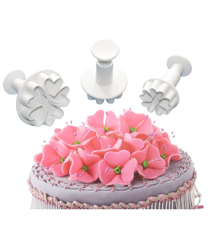 3Pcs Five Heart Flower Cake Fondant Cookie Plunger Cutter Mould
