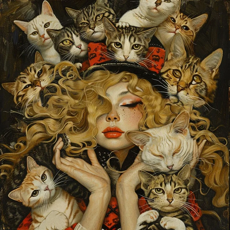 Cat And Snake Skull Girl 40*40CM(Canvas) Diamond Painting gbfke