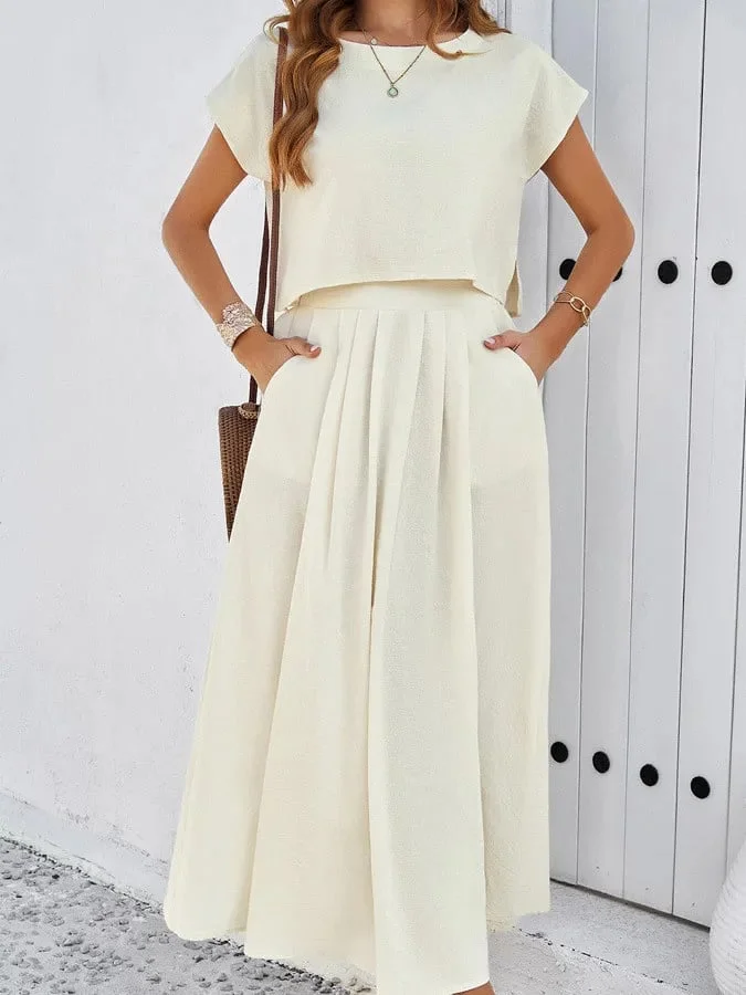 Spring And Summer Casual Sleeveless Top Long Skirt Suits