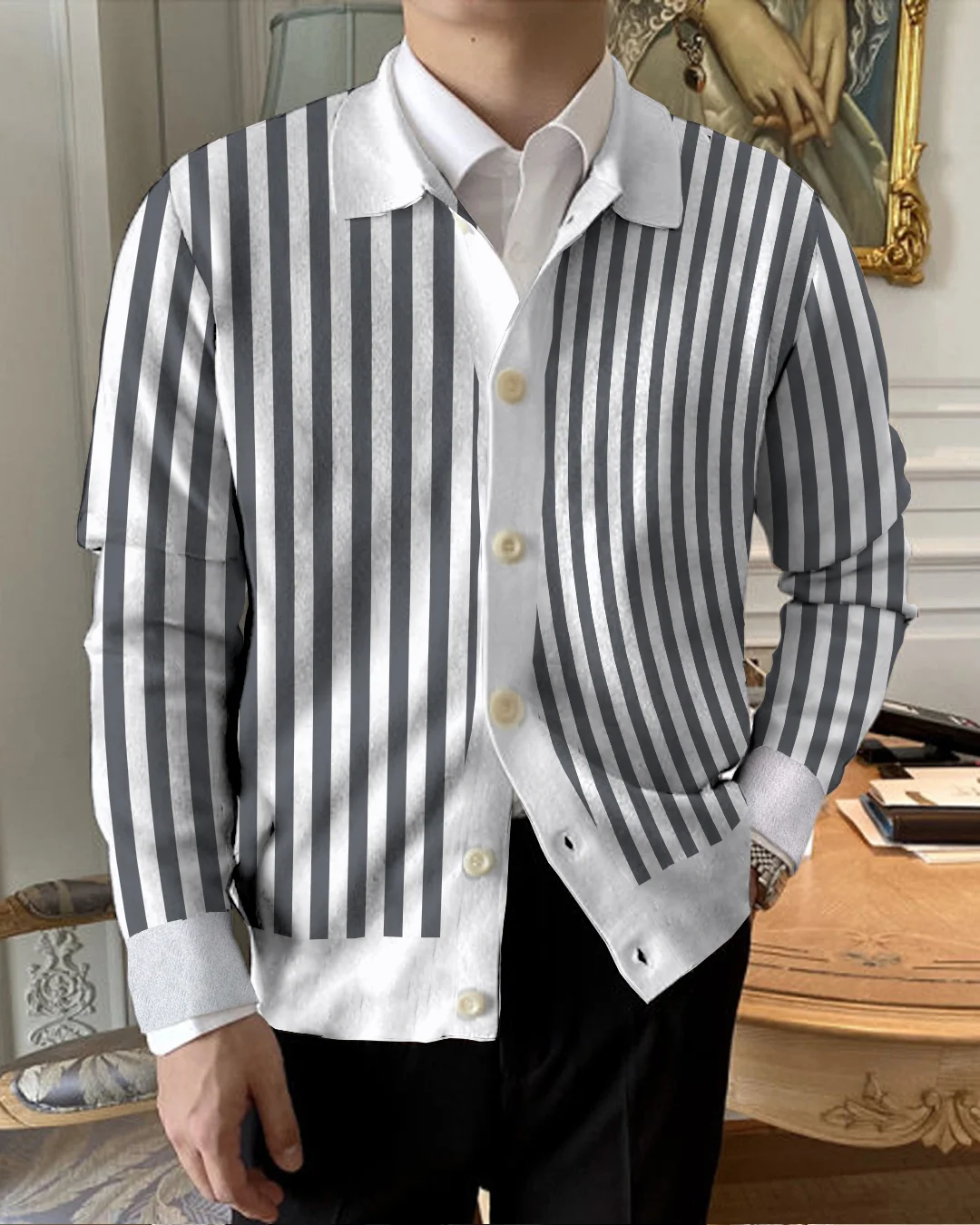 Men's Lapel Knitted Sweater Cardigan 4836