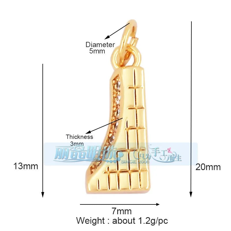 1 Piece 15 * 19mm Hole 5~5.9mm Copper Zircon Letter Heart Shape Pendant Jewelry Accessories