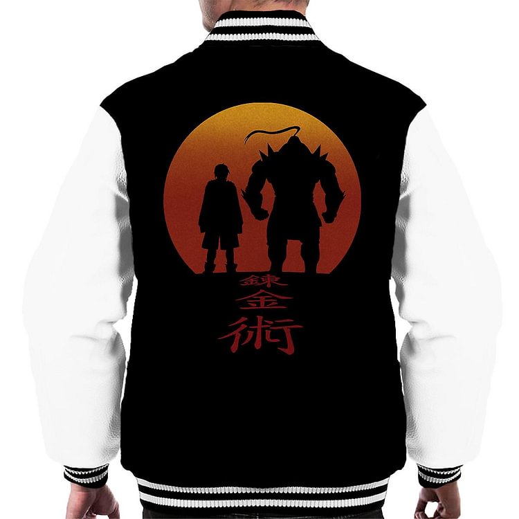 Full Metal Alchemist Red Background Men's Varsity Jacket