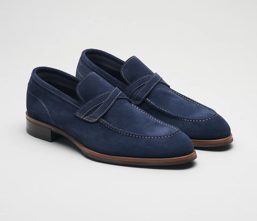 The Firenze Navy Men's Suede Loafers