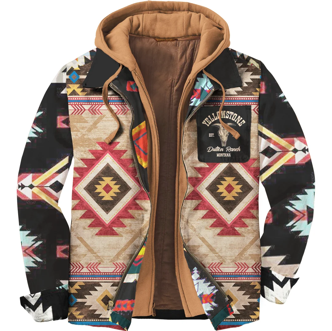 Men's Unisex Yellowstone Western Tribal Shirt Hooded Jacket-barclient