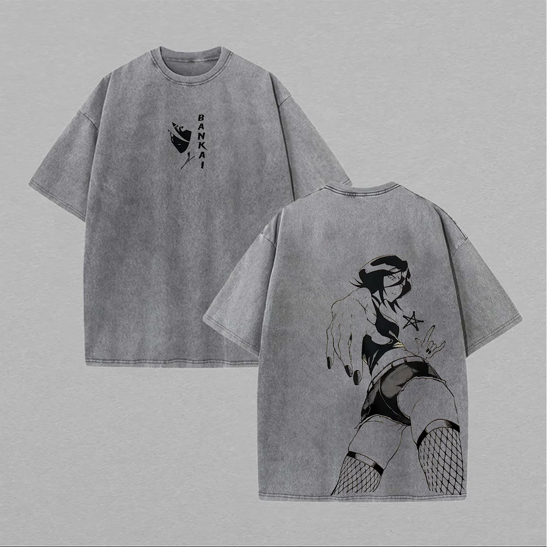 Bleach Rukia Kuchiki Printed Unisex Washed T-Shirt