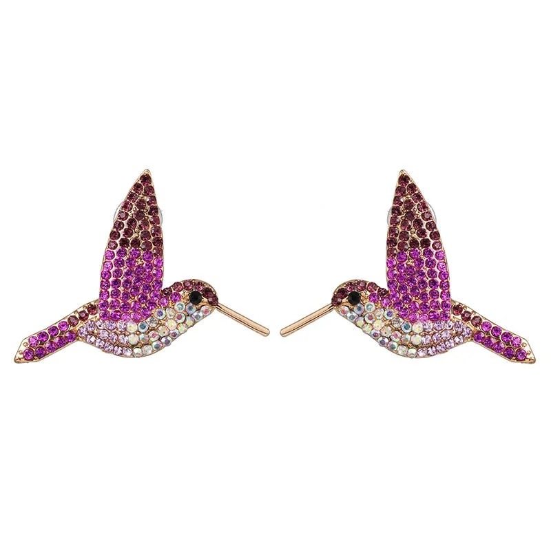 Dvacaman Bohemian Cute Fashion Animal Parrot Bird Drop Earrings Women Shiny Rhinestone Fringed Statement Tassel Earrings Jewelry