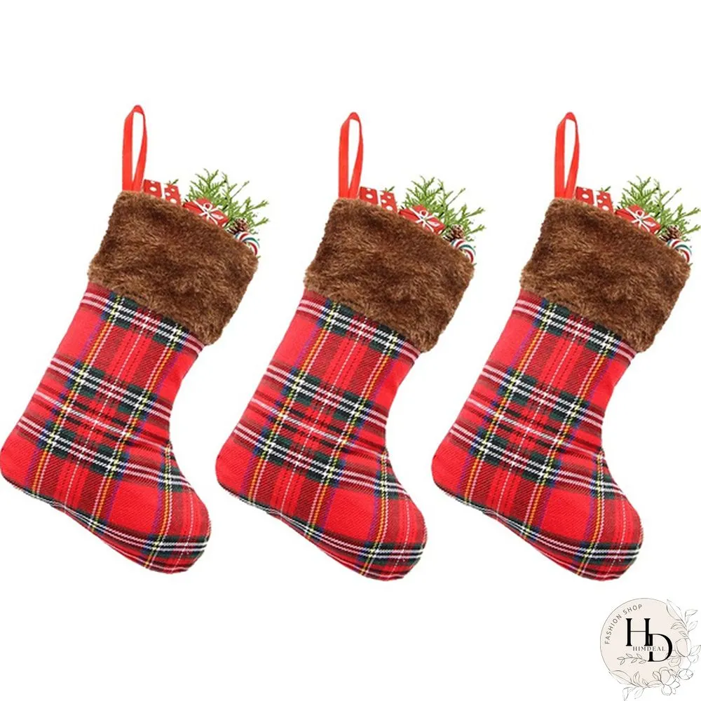Mini Christmas Stockings Decorations for Home Santa Stocks Luxury Gift Merry Socks