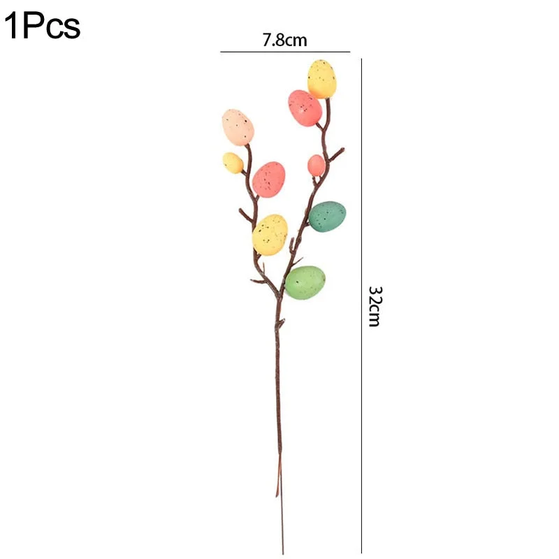 Easter Egg Tree Branch Colorful Painting Foam Egg Flower Fake Plant DIY Easter Decoration Wedding Festival Party Home Vase Decor