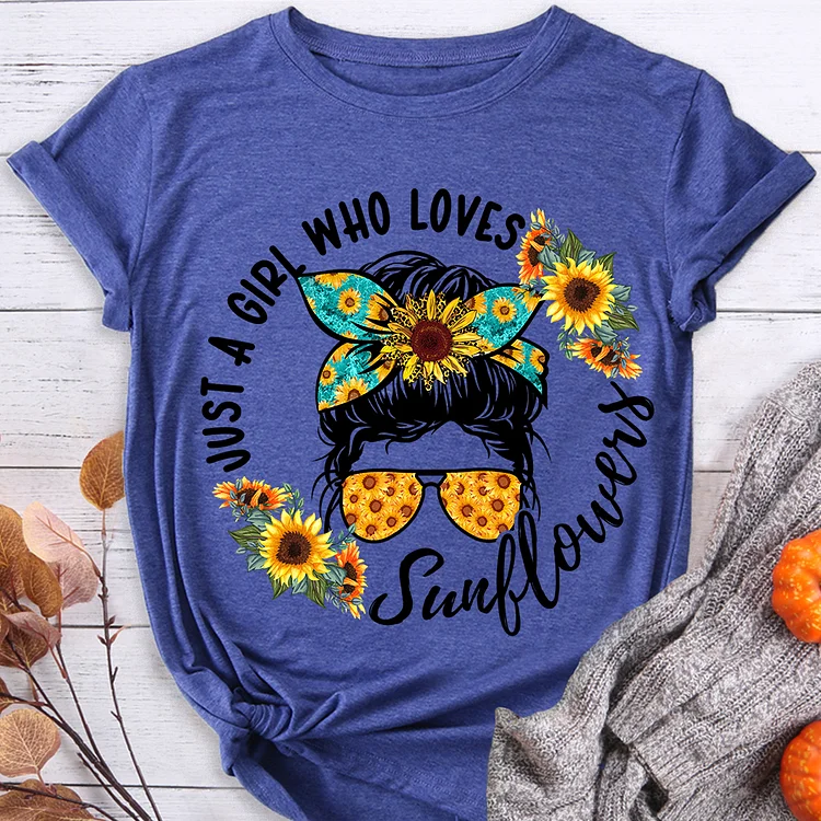 Just A Girl Who Loves Sunflower T-shirt-BSLY0008