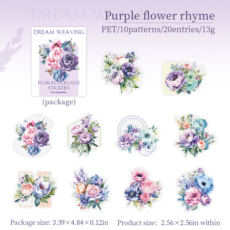 Journalsay Dream Weaving Series Vintage Flower Landscaping PET Sticker 