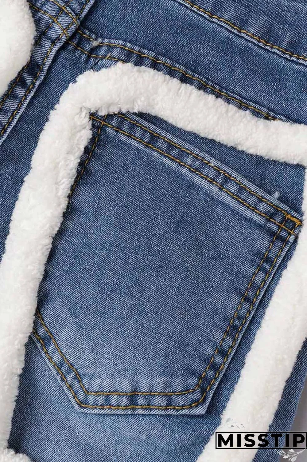 Light Blue Casual Solid Patchwork Mid Waist Regular Denim Jeans