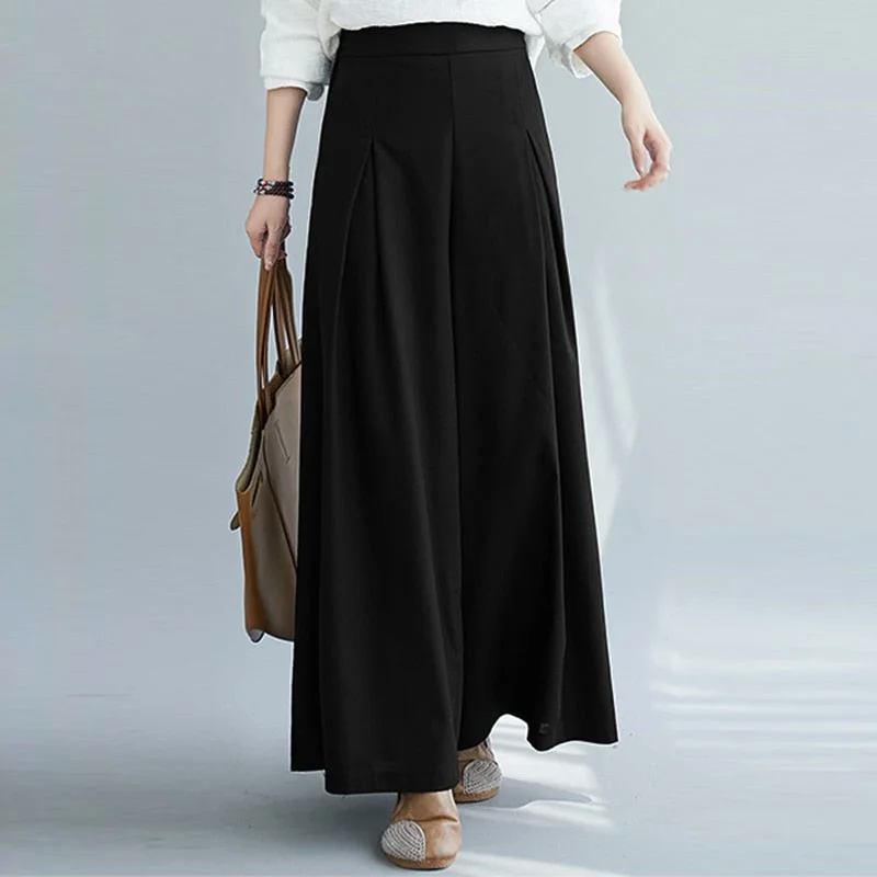 ZANZEA Women Elastic Waist Wide Leg Pants Loose Autumn Trousers Culottes Elegant Office Ladies Casual Palazzo Work Pantalon