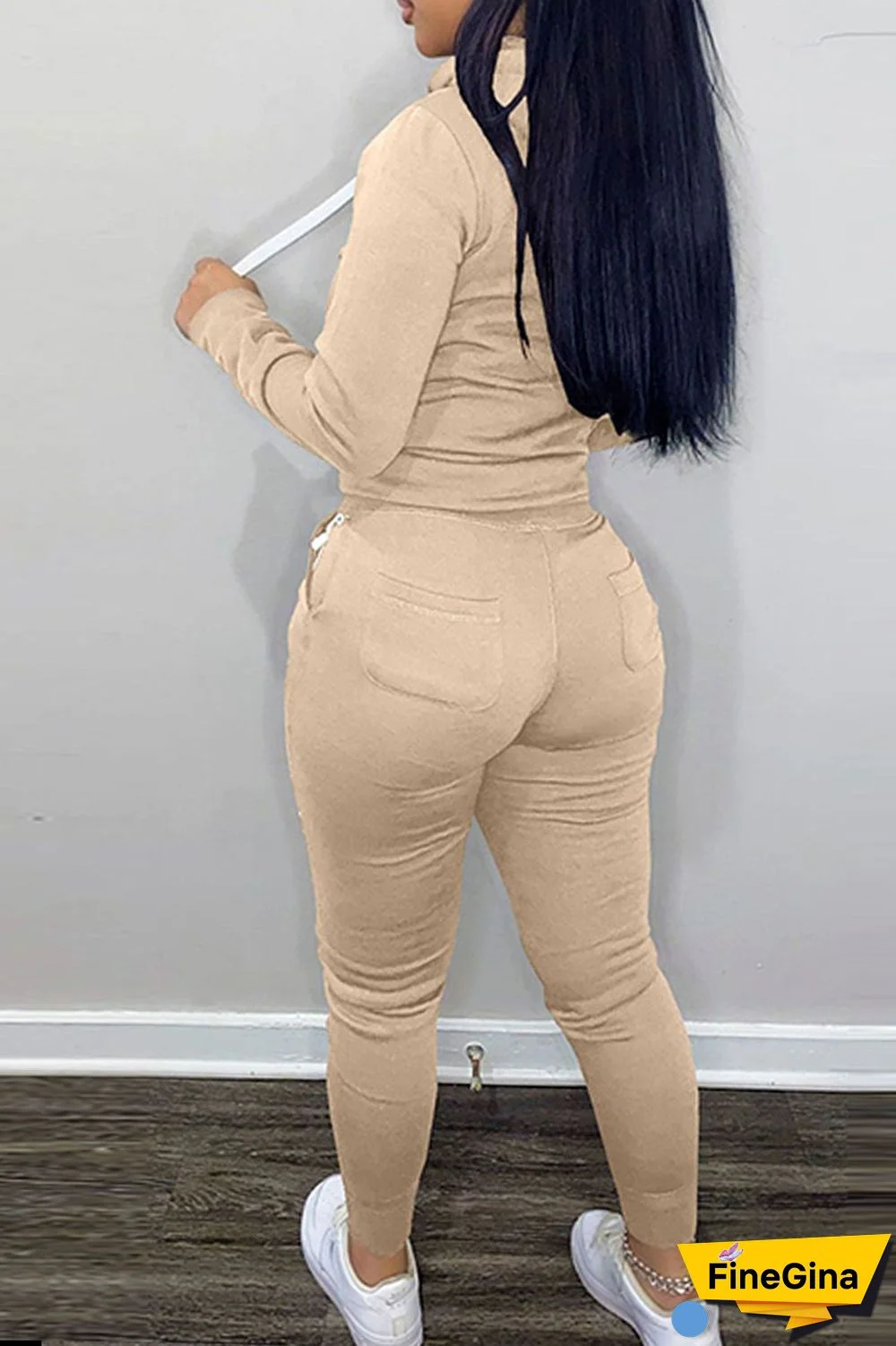 Light Gray Casual Letter Print Patchwork Hooded Collar Long Sleeve Two Pieces