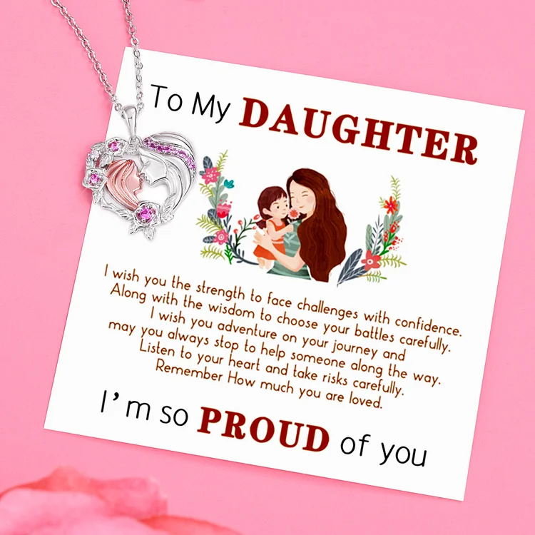 To My Daughter Mother and Daughter Necklace Heart Flower Pendant Necklace for Her - I'm so proud of you