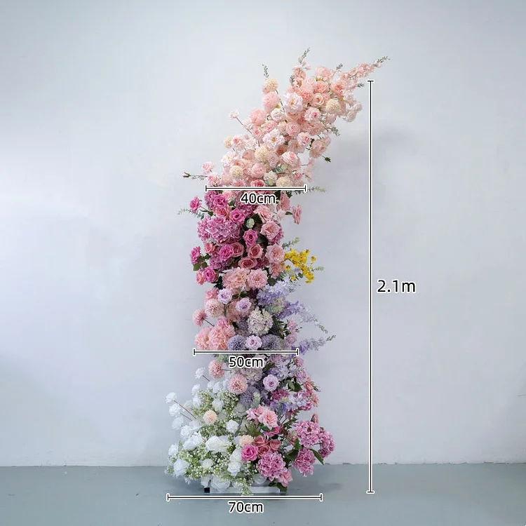 Angela Flower Pink Series Rose Hydrangea Delphinium Wedding Backdrop Horn Arch Decor Arrangement Floral Event Flower Stand Prop Window Display A8270