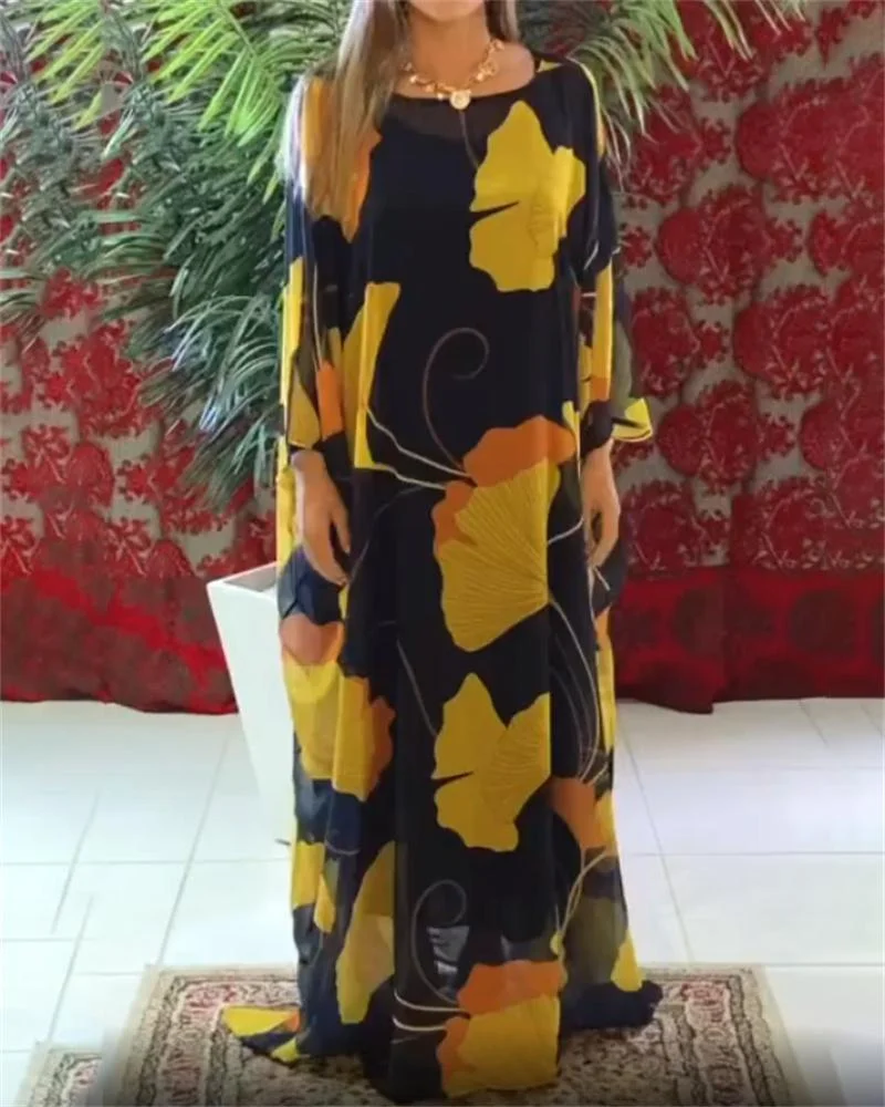 Kaftan Print Loose Maxi Dress